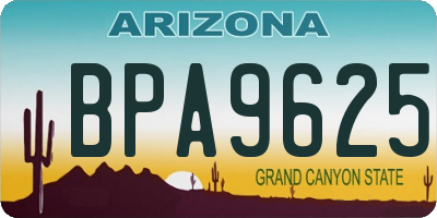 AZ license plate BPA9625