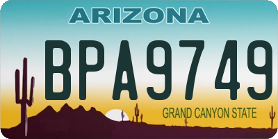 AZ license plate BPA9749