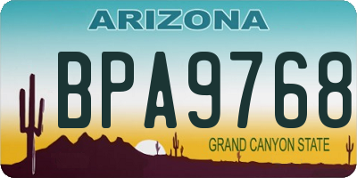 AZ license plate BPA9768