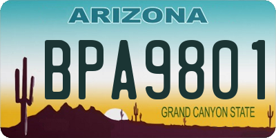 AZ license plate BPA9801