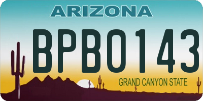 AZ license plate BPB0143