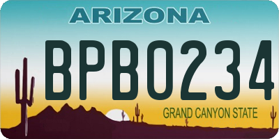 AZ license plate BPB0234