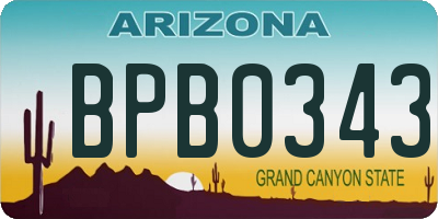 AZ license plate BPB0343