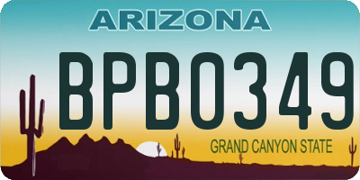 AZ license plate BPB0349