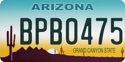 AZ license plate BPB0475