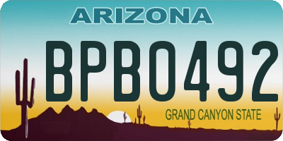 AZ license plate BPB0492