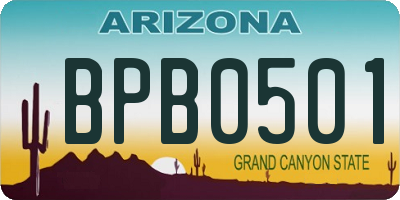 AZ license plate BPB0501