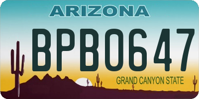 AZ license plate BPB0647