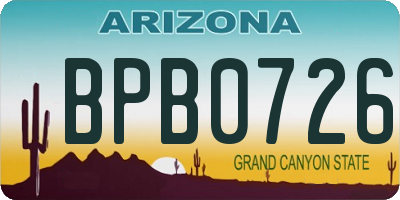 AZ license plate BPB0726