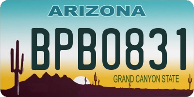 AZ license plate BPB0831