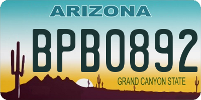 AZ license plate BPB0892