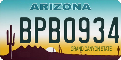 AZ license plate BPB0934