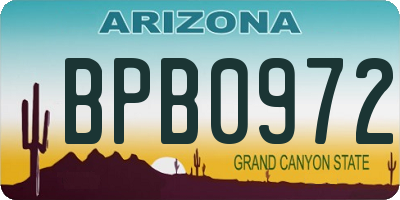 AZ license plate BPB0972