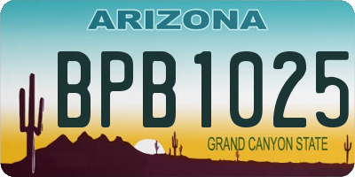 AZ license plate BPB1025
