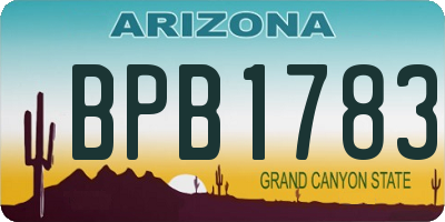 AZ license plate BPB1783