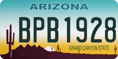 AZ license plate BPB1928