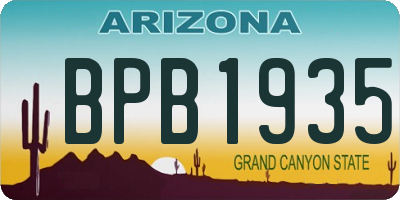 AZ license plate BPB1935