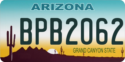 AZ license plate BPB2062