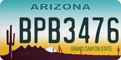 AZ license plate BPB3476