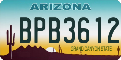 AZ license plate BPB3612