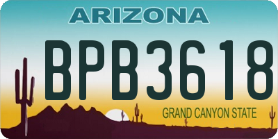 AZ license plate BPB3618