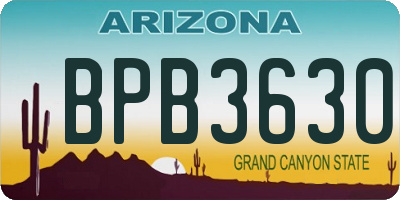 AZ license plate BPB3630