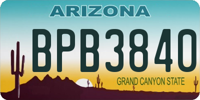 AZ license plate BPB3840