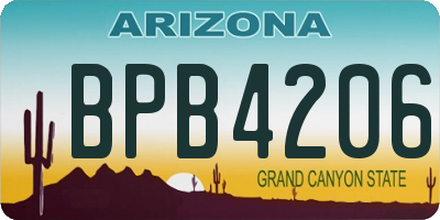 AZ license plate BPB4206