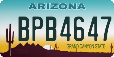 AZ license plate BPB4647