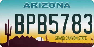 AZ license plate BPB5783