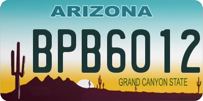 AZ license plate BPB6012
