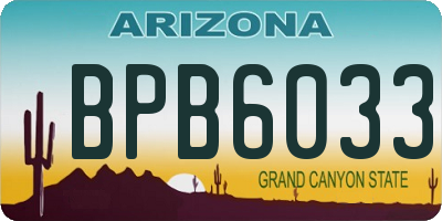 AZ license plate BPB6033
