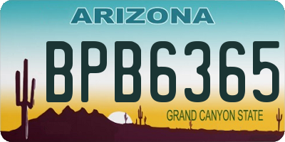 AZ license plate BPB6365