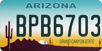 AZ license plate BPB6703