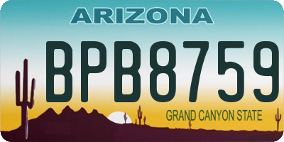 AZ license plate BPB8759