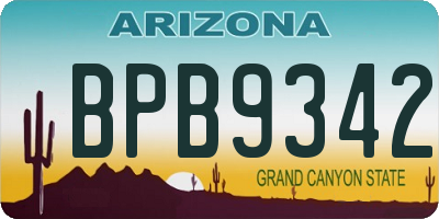 AZ license plate BPB9342