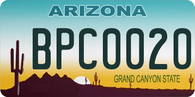 AZ license plate BPC0020
