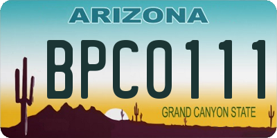 AZ license plate BPC0111
