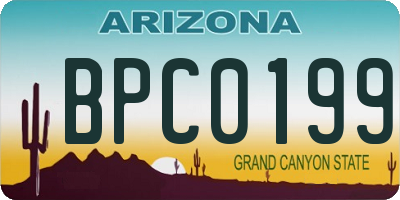 AZ license plate BPC0199