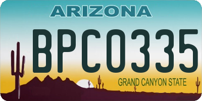 AZ license plate BPC0335
