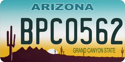 AZ license plate BPC0562
