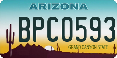 AZ license plate BPC0593