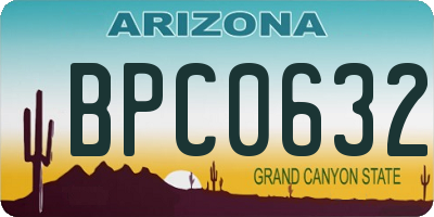 AZ license plate BPC0632
