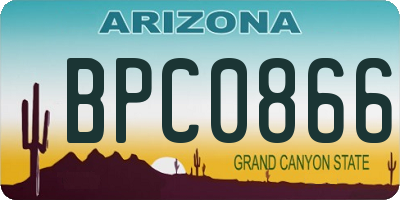 AZ license plate BPC0866