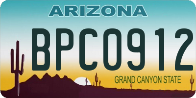 AZ license plate BPC0912