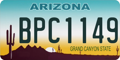 AZ license plate BPC1149