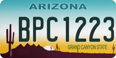AZ license plate BPC1223