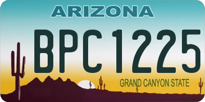 AZ license plate BPC1225