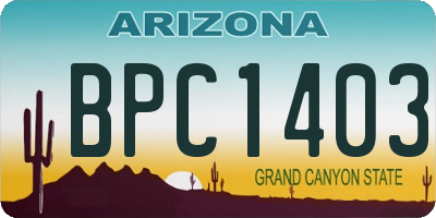 AZ license plate BPC1403