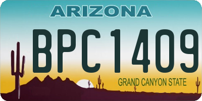 AZ license plate BPC1409